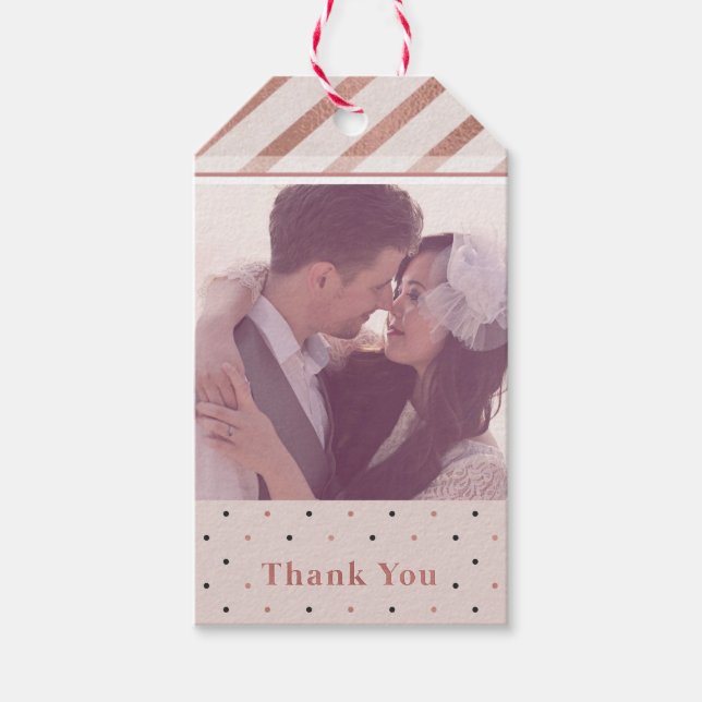 Étiquettes-cadeau Elégant Rose Gold Custom Photo Merci (Devant)
