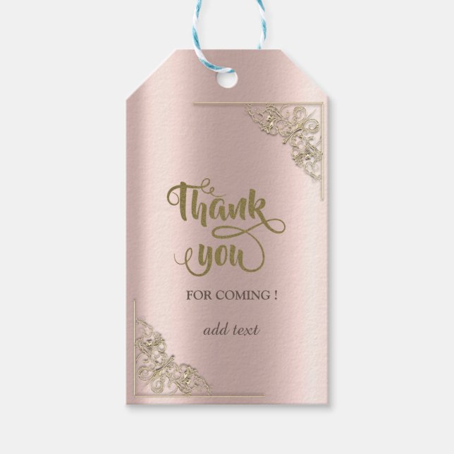 Étiquettes-cadeau Elégant Rose Gold Frame Merci Or (Devant)