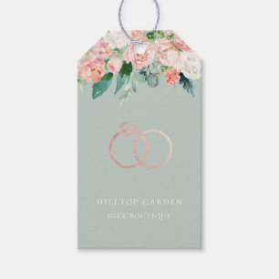 Étiquettes-cadeau Élégant Rose Gold Rings Floral Price Tags