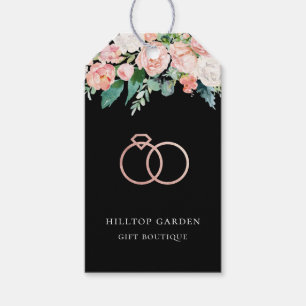 Étiquettes-cadeau Élégant Rose Gold Rings Floral Price Tags