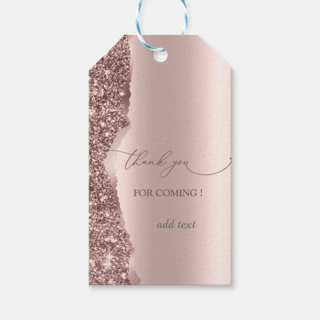 Étiquettes-cadeau Élégant Rose Gold Script Pailleté  (Devant)