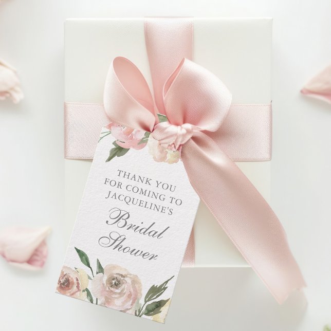 Étiquettes-cadeau Élégant Rose Pâle Floral Fête de Mariage Sur Mesur (Créateur téléchargé)