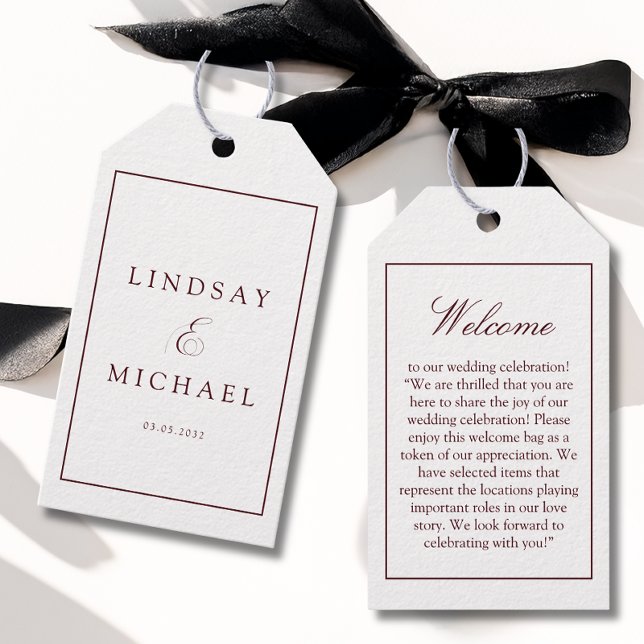 Étiquettes-cadeau Elegant Royal Burgundy Wedding  (Elegant Royal Burgundy Wedding Gift Tags)