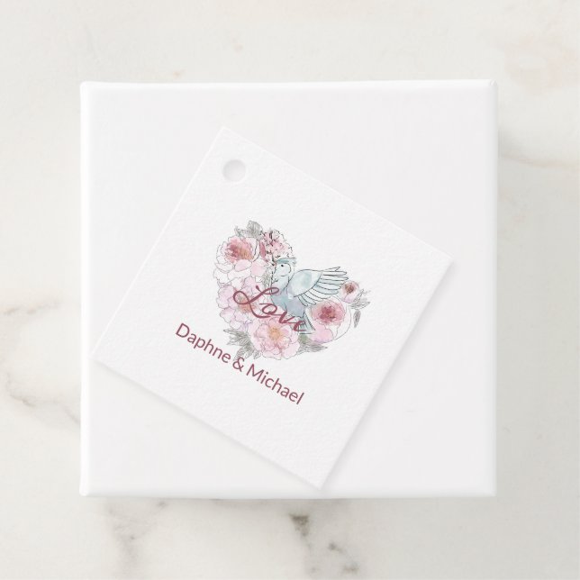 Étiquettes Cadeau Elegant Rustic Pink Moderne Chic Heart Script (En situation)