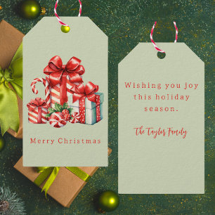 Étiquettes-cadeau Elégant rustique Aquarelle Vintage Noël