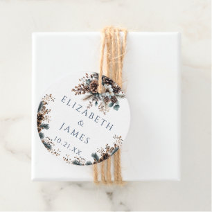 Étiquettes Cadeau Élégant Rustique Forêt Floral Pinecones Mariage