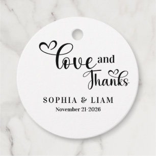 Étiquettes Cadeau Élégant scénario de mariage amour et remerciements