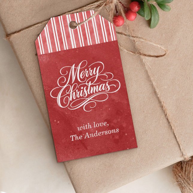 Étiquettes-cadeau Élégant script de Joyeux Noël (An elegant Merry Christmas Script gift tag gives your holiday gift wrap an exquisite finishing touch)