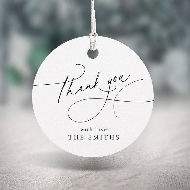 Étiquettes Cadeau Élégant Script Minimaliste Merci  (Minimalist Elegant Script Thank You Favor Tags)