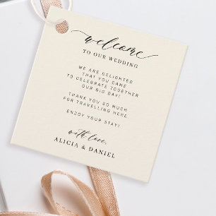 Étiquettes Cadeau Élégant script personnalisé ivre mariage accueil