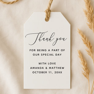 Étiquettes-cadeau Élégant Script Propre. Remerciement de Mariage Min