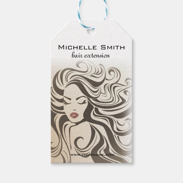 Étiquettes-cadeau Élégant Sepia Chic Wavy Hairstyle extensions de ch (Devant)