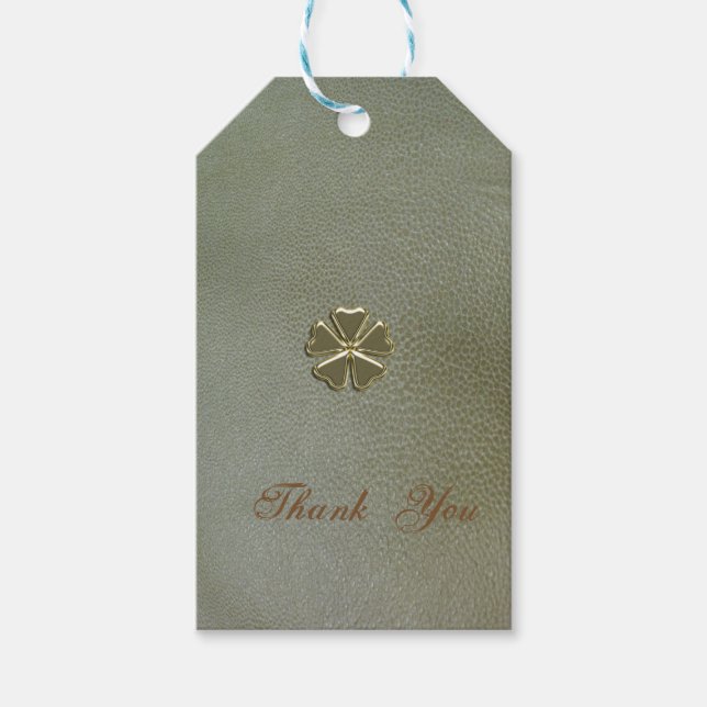 Étiquettes-cadeau Elégant Shamrock St.Patrick`s Day, Cuir vert (Devant)