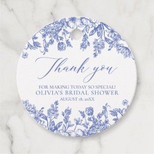 Étiquettes Cadeau Élégant shower de mariage floral bleu victorien fr
