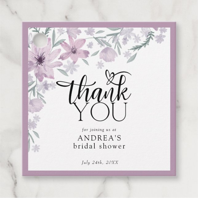 Étiquettes Cadeau Élégant Shower Floral de Printemps pour la Mariée (Devant)