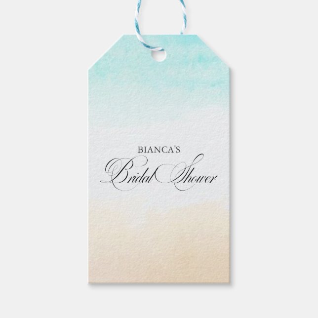Étiquettes-cadeau Élégant Shower Mariage Tropical et de Côte (Devant)