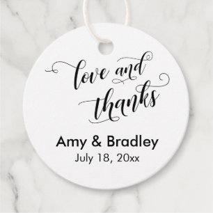 Étiquettes Cadeau Élégant, simple Amour et Merci Mariage