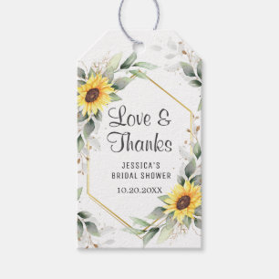 Étiquettes-cadeau Elegant Sunflower Greenery Bridal Shower Thank You