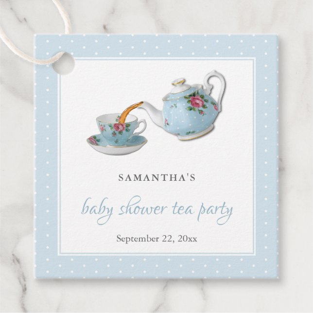 Étiquettes Cadeau Elégant Teacups Baby shower Tea Party Favoriser Ta (Devant)