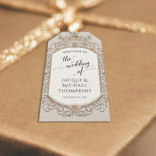 Étiquettes-cadeau Elégant victorien Vintage Baroque Ivory Cream Gold