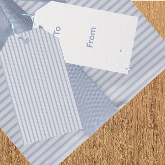 Étiquettes-cadeau Élégant Vintage Bleu Défraîchi Rayé Toute Occasion