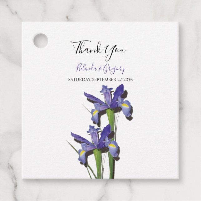 Étiquettes Cadeau Elégant violet Iris Mariage cadeau (Devant)