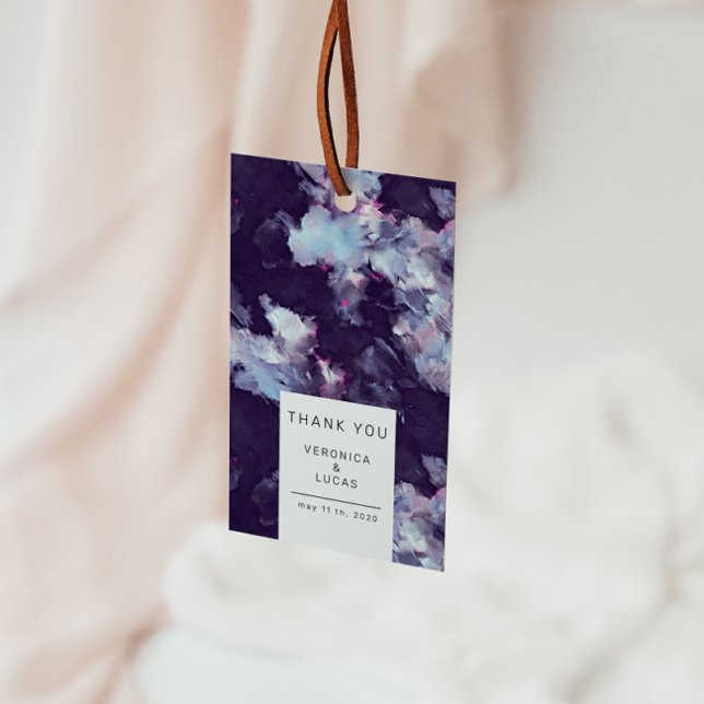 Étiquettes-cadeau Élégant violet Merci de brosse artistique (Créateur téléchargé)