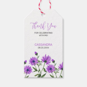 Étiquettes-cadeau Élégant violet Xeranthemum Merci floral