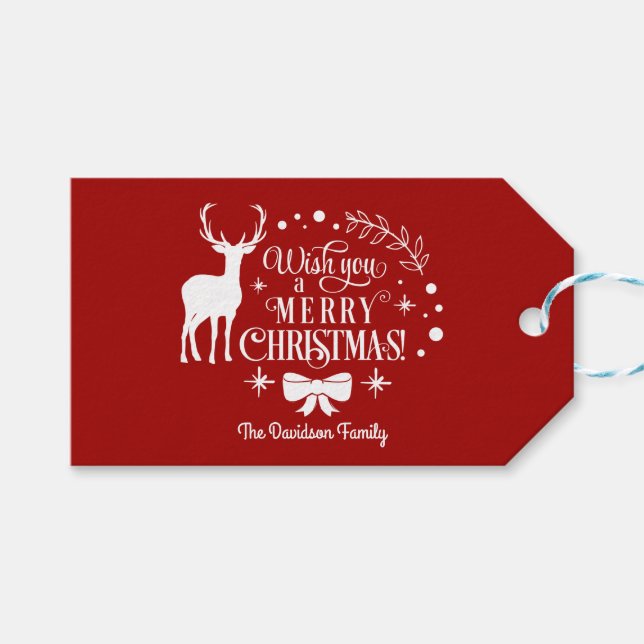 Étiquettes-cadeau Elégant Vous Souhaite Un Joyeux Monogramme DE NOËL (Devant (Horizontal))