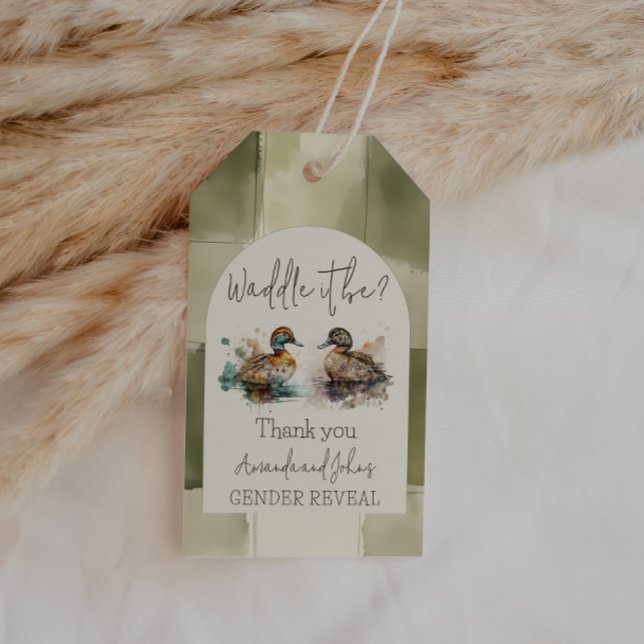 Étiquettes-cadeau Elégant Waddle It Be Mallard Duck Gender Reveal (Créateur téléchargé)