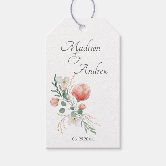 Étiquettes-cadeau Elegant Watercolor Floral  (Devant)