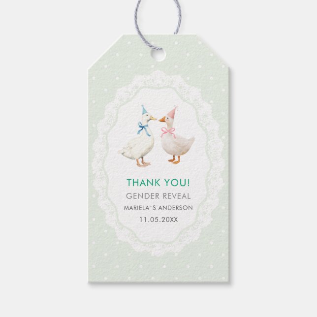 Étiquettes-cadeau Elegant Watercolor Silly goose gender reveal  Baby (Devant)