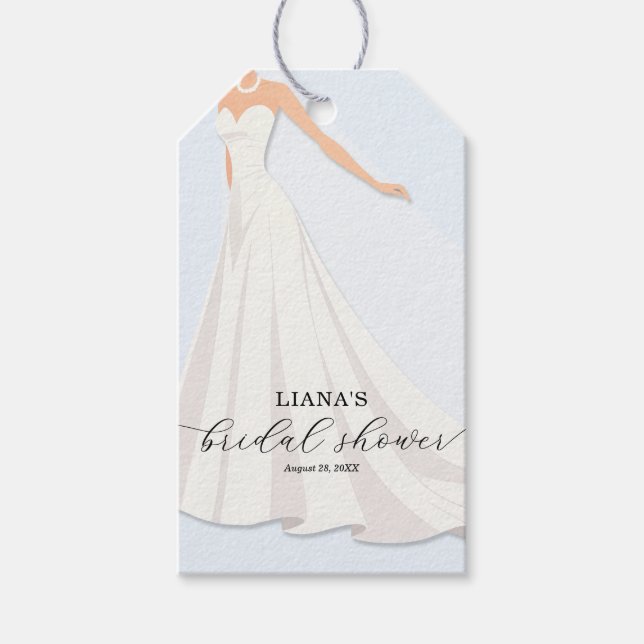 Étiquettes-cadeau Elegant Wedding Dress Bridal Shower Blue Favor (Devant)