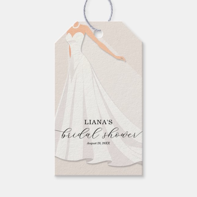 Étiquettes-cadeau Elegant Wedding Dress Bridal Shower Favor (Devant)