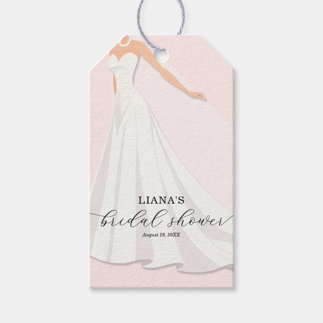 Étiquettes-cadeau Elegant Wedding Dress Bridal Shower Pink Favor (Devant)
