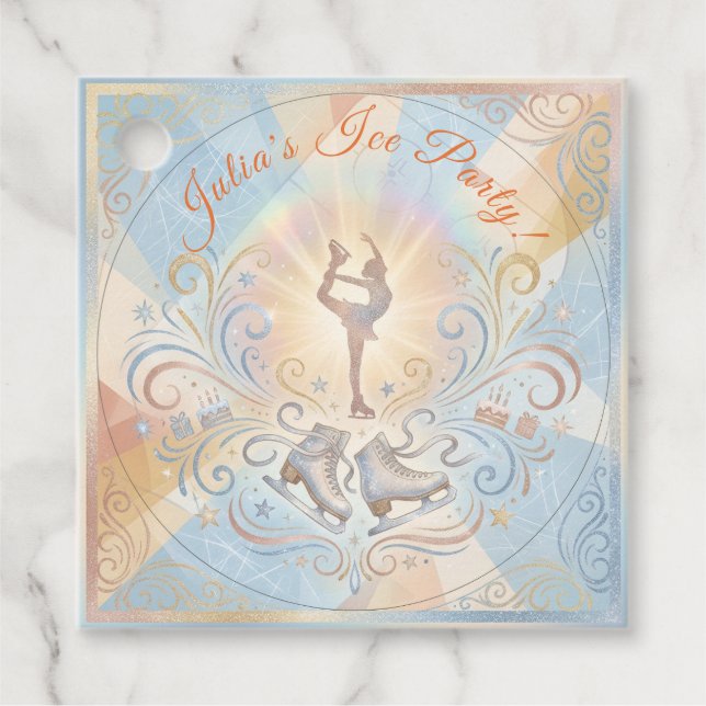 Étiquettes Cadeau Elegant Winter Ice Skating Birthday  (Devant)