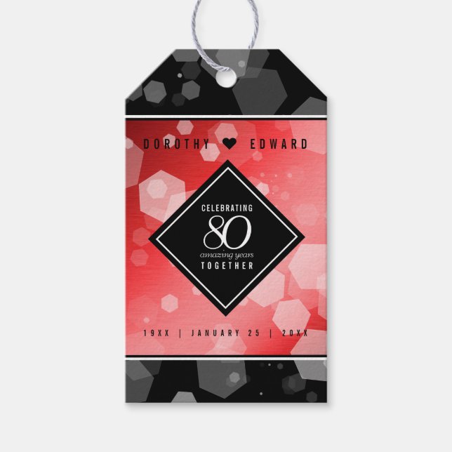 Étiquettes-cadeau Elégante 80ème anniversaire du Mariage de Ruby (Devant)