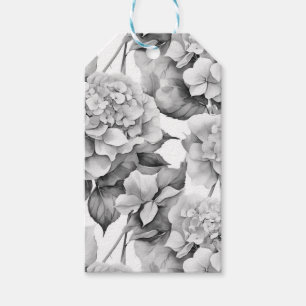 Étiquettes-cadeau Elégante aquarelle blanche grise noire