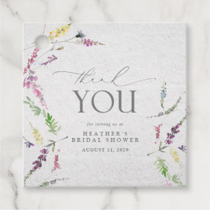 Étiquettes Cadeau Elégante aquarelle Fleur sauvage Fête des mariées