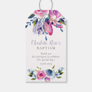 Étiquettes-cadeau Elégante aquarelle Floral Baptism Tags cadeaux