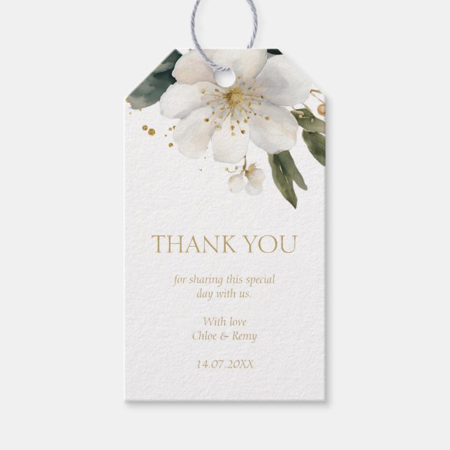 Étiquettes-cadeau Elégante aquarelle Folial Folial Merci (Devant)