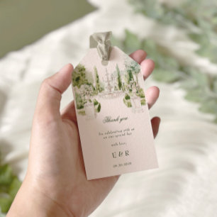 Étiquettes-cadeau Elégante aquarelle Manor Jardin Mariage