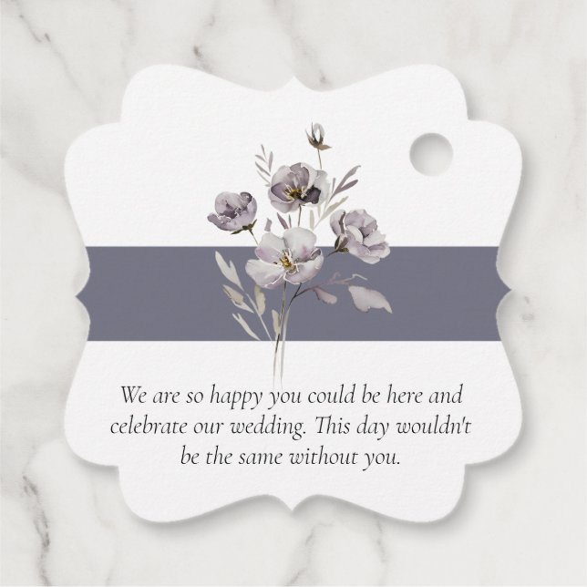 Étiquettes Cadeau Elégante aquarelle minimaliste gris foncéMerci (Dos)