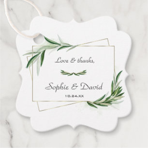 Étiquettes Cadeau Elégante aquarelle Olive Greenery Mariage or