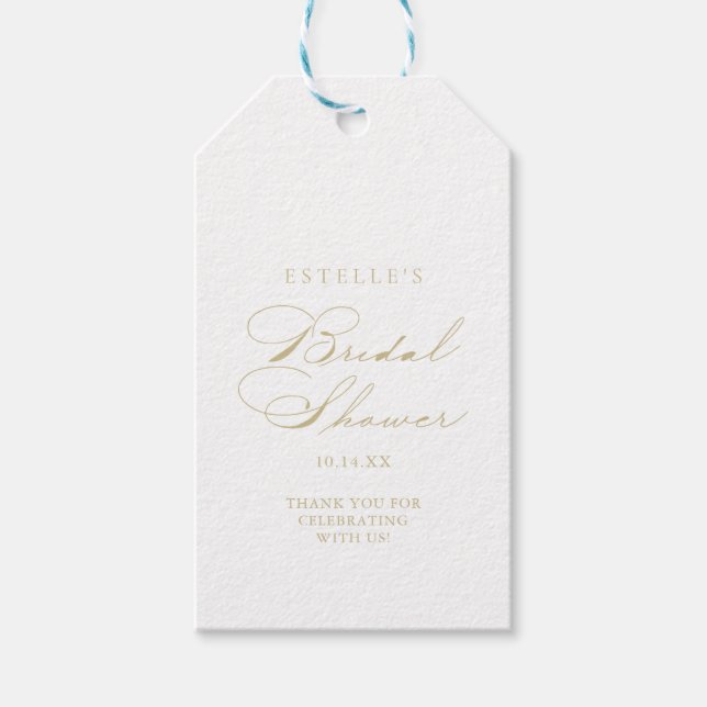 Étiquettes-cadeau Élégante Calligraphie Fête des mariées or (Devant)