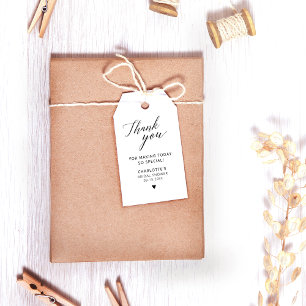 Étiquettes-cadeau Élégante calligraphie Merci noir et blanc