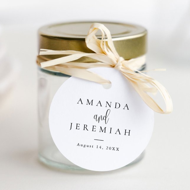 Étiquettes Cadeau Élégante calligraphie moderne Mariage noir et blan (Créateur téléchargé)