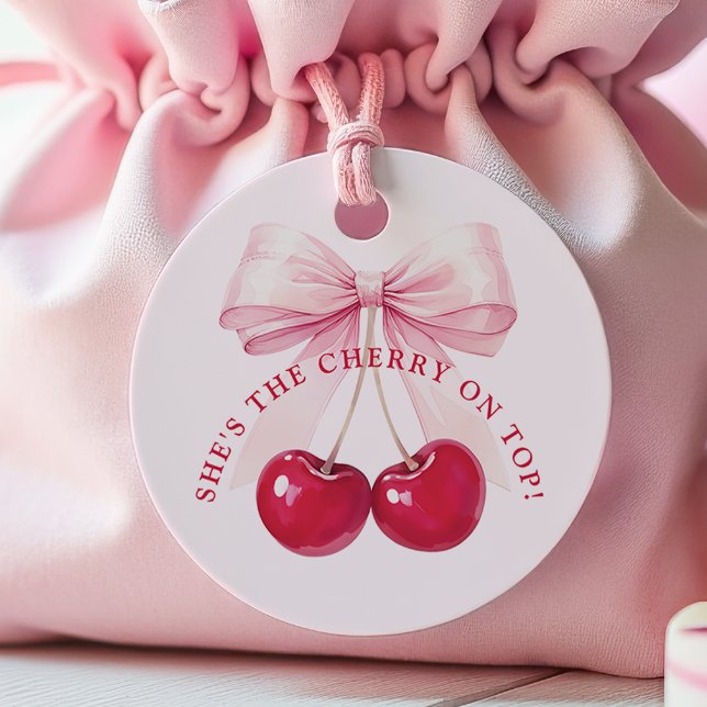 Étiquettes Cadeau Élégante Cerise sur le dessus Baby Shower (Créateur téléchargé)