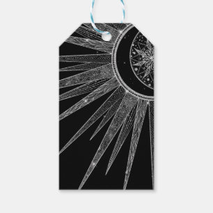 Étiquettes-cadeau Elégante conception en noir de la lune de soleil