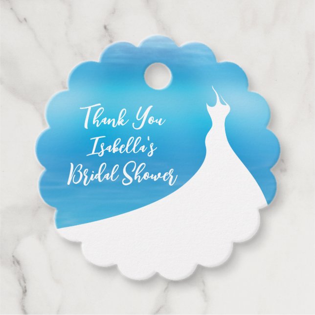 Étiquettes Cadeau Elégante couleur bleue Merci de Fête des mariées (Devant)